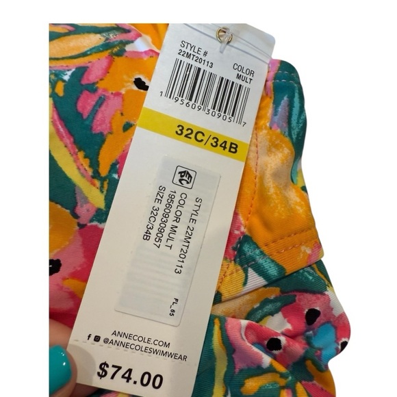 Anne Cole Women's Easy Triangle Tankini Swim Top Size 32C /34B Sunshine Floral - Picture 6 of 16